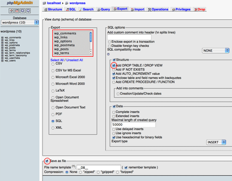 export-database